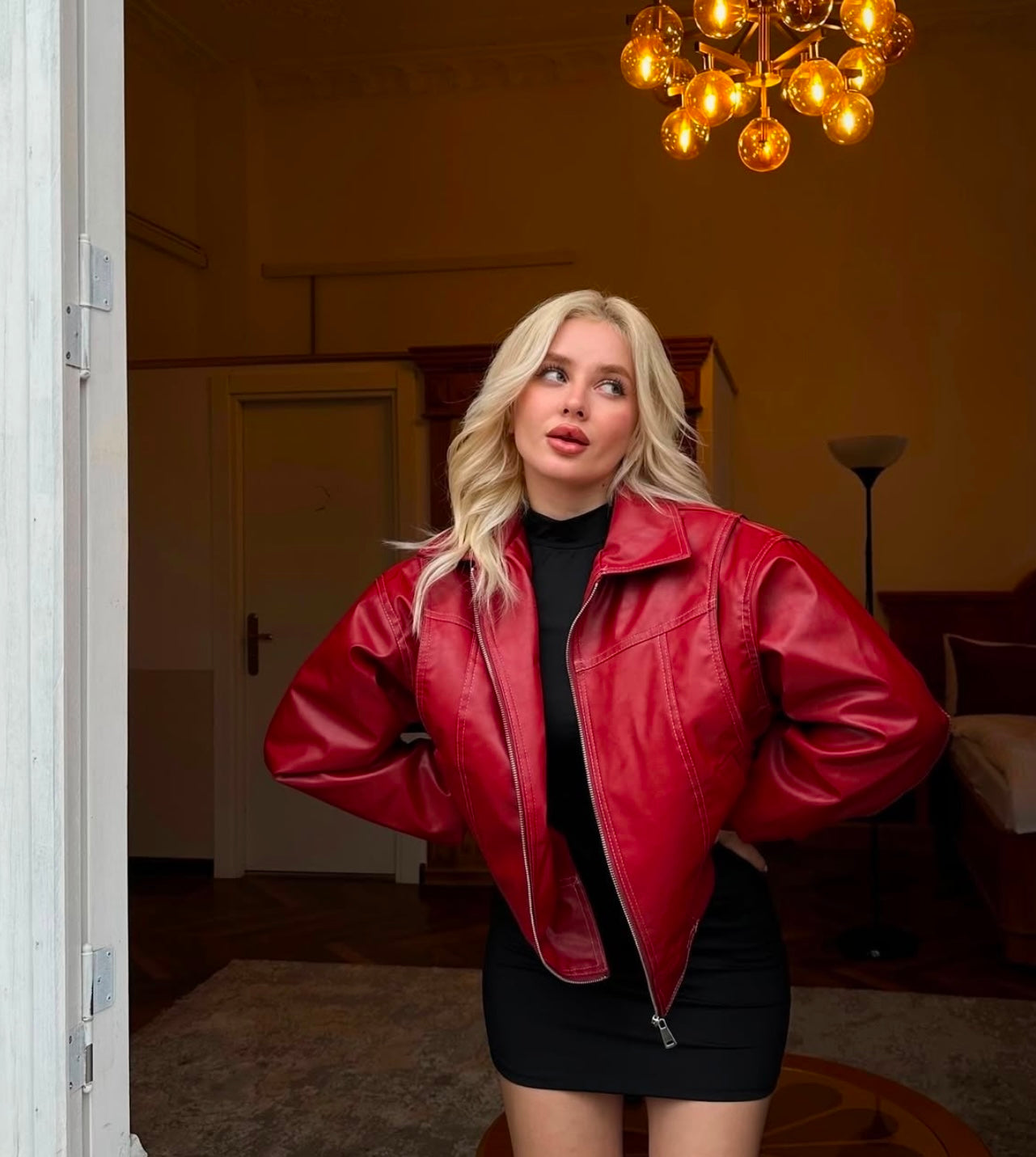 Bold Red Bomber Jacket for Spring Break Trendy Lightweight Outerwear for Women