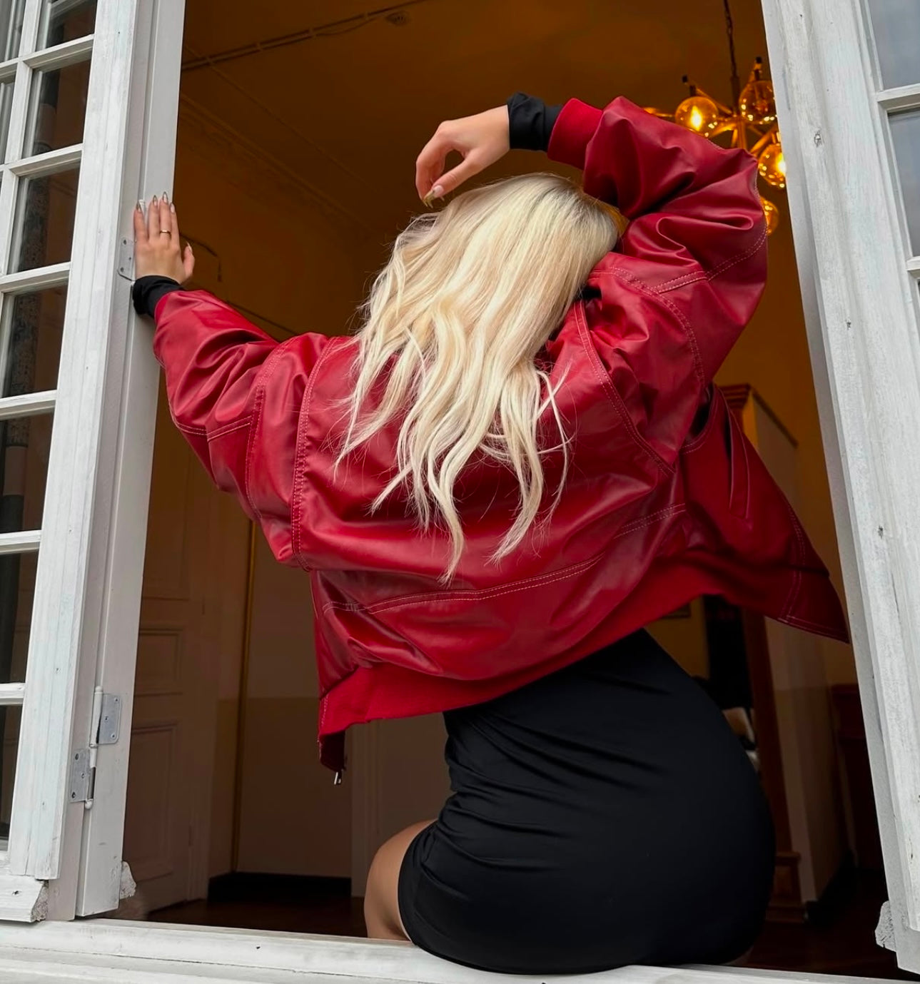 Bold Red Bomber Jacket for Spring Break Trendy Lightweight Outerwear for Women